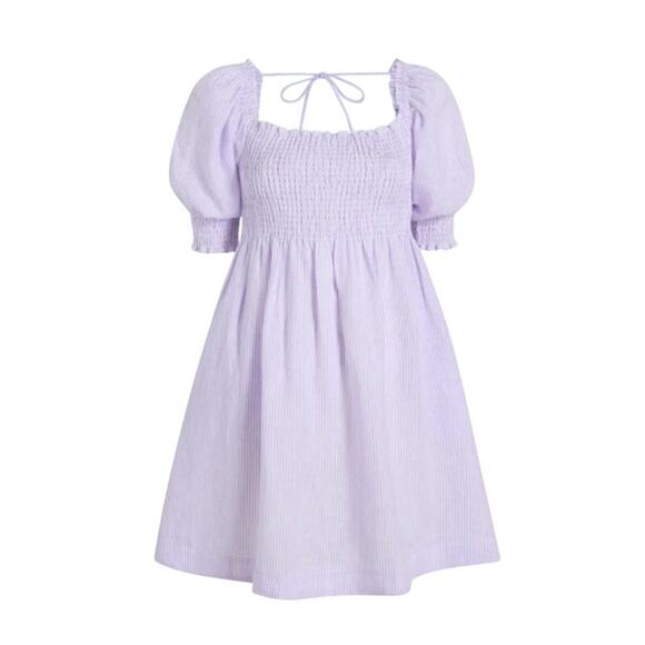 Hill House The Athena Linen Purple Seersucker Nap Dress Size XS - Picture 1 of 7